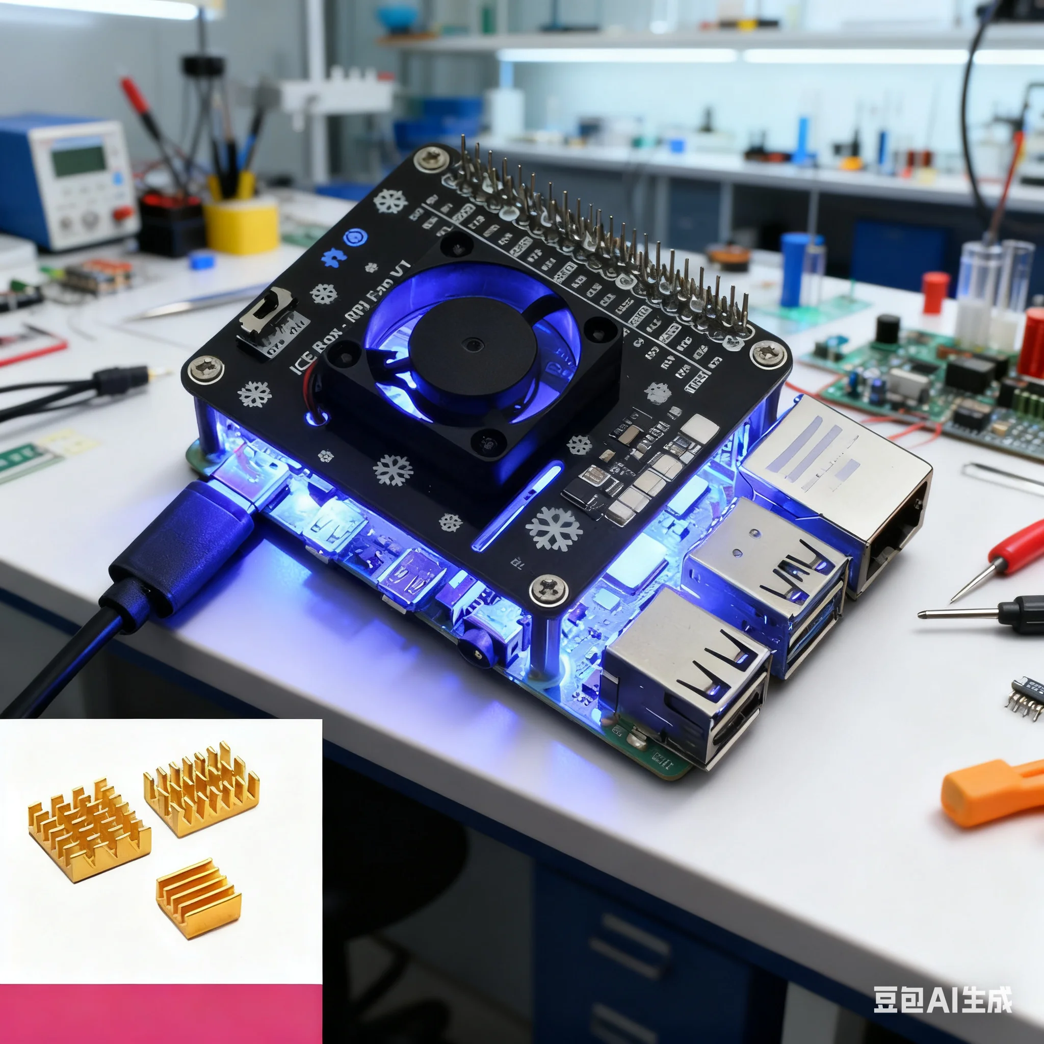 Raspberry Pi Water Cooling Kit - CAPPELLO di raffreddamento attivo per Raspberry